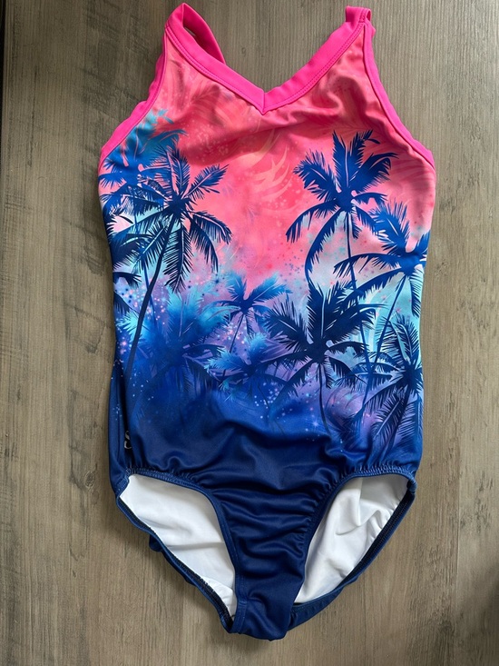 Sylvia P Other - Girls Pink & Blue Palm-Print Sylvia P Leotard LIMITED EDITION
